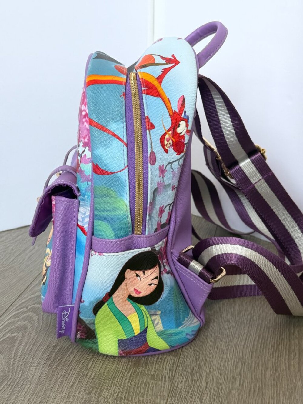 Disney Princess Mulan Mini Backpack Purple Faux Leather Book Bag 2020 11" - Picture 3 of 12
